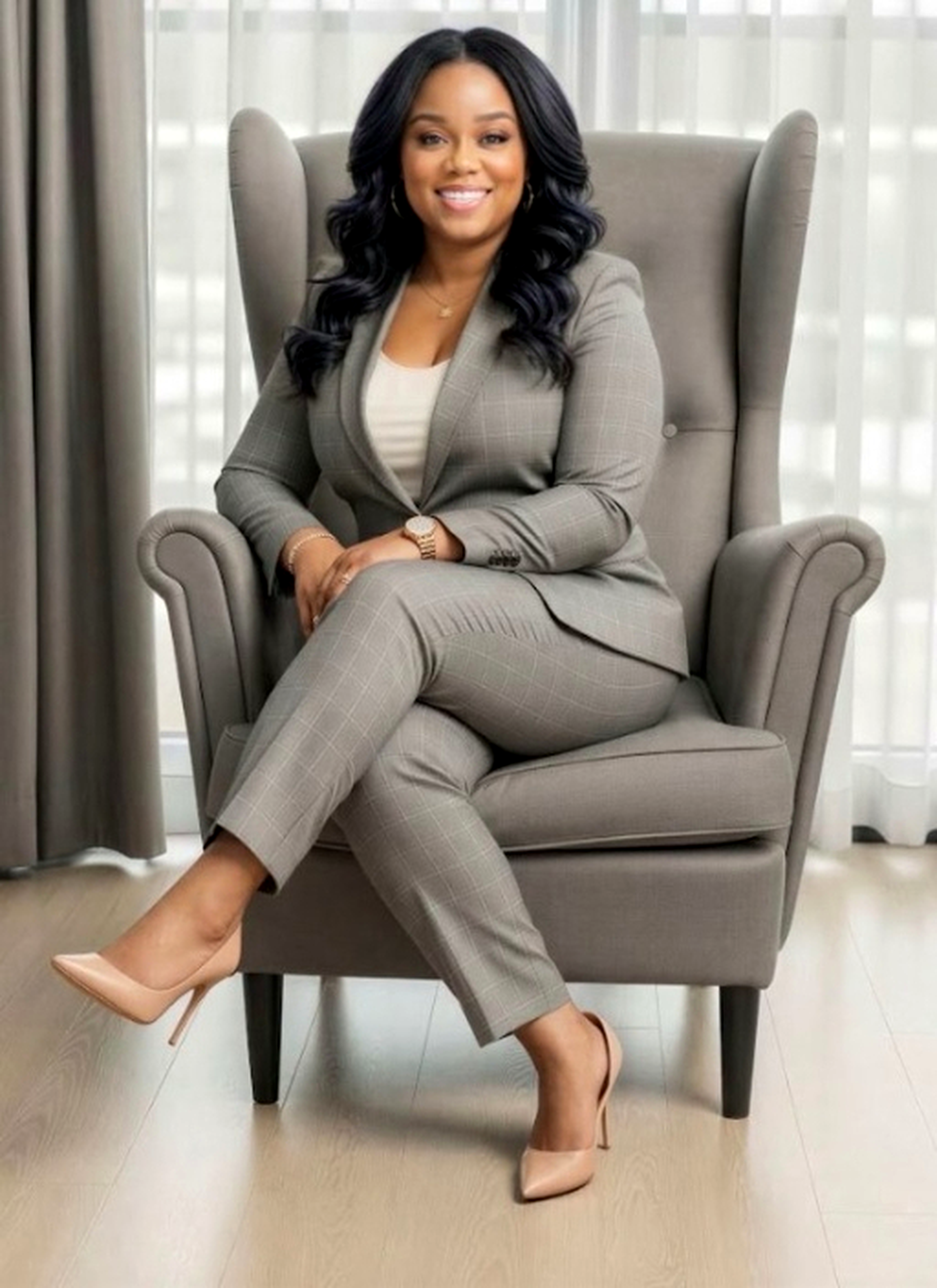 Yasha Sterling seated in a professional speaker portrait