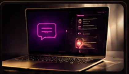 Gold and magenta AI prompt interface